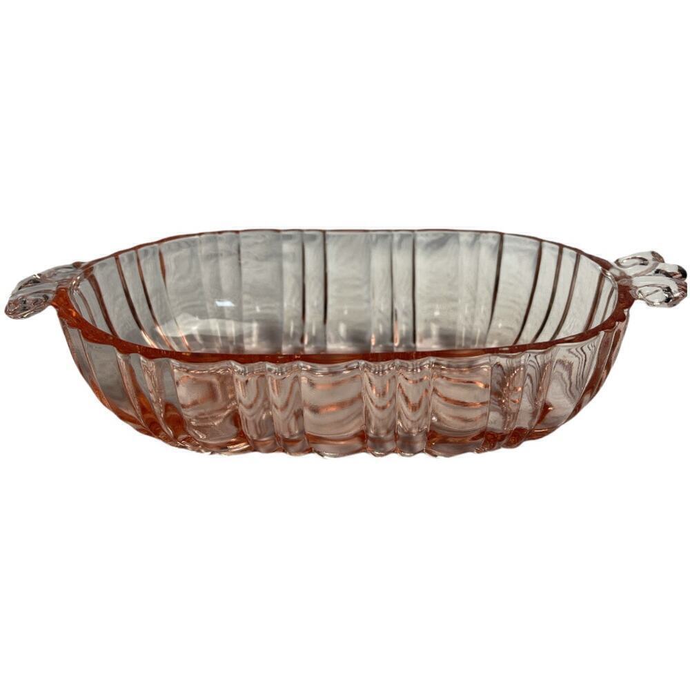 Oval Mini Pink Glass Candy Relish Dish